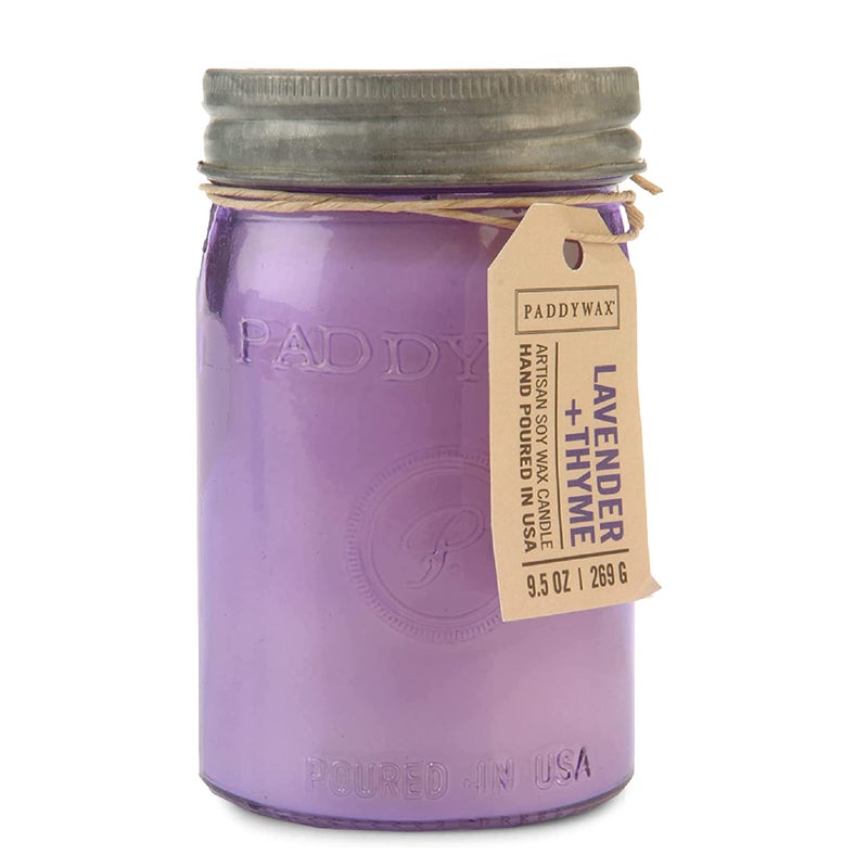 Paddywax Scented Relish Collection Soy Wax Artisan Candle in Glass Jar with Lid  9.5-Ounce  Lavender + Thyme - Image 1